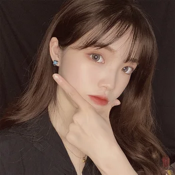 

Haze Blue Love earrings female 2020 French small delicate earrings Mori Super fairy student earrings