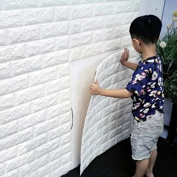 

3D Wall Stickers PE Foam 3D Wallpaper DIY Wall Stickers Wall Decor Embossed Brick Stone