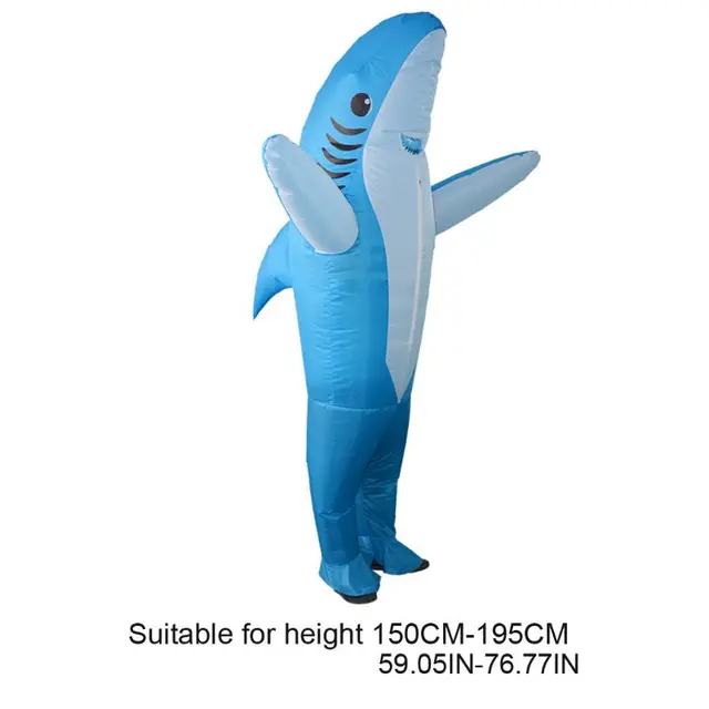 Adult Shark Fancy Dress Costume Funny Inflatable Blow Up Carry Ride On Outfit Fat Suit Halloween Cartoon Cosplay Accessories 6