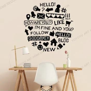 

Social Media Office Wall Sticker,Tree Idea Business Worker Office Decor, Mural Gift television share like follow people,JC195