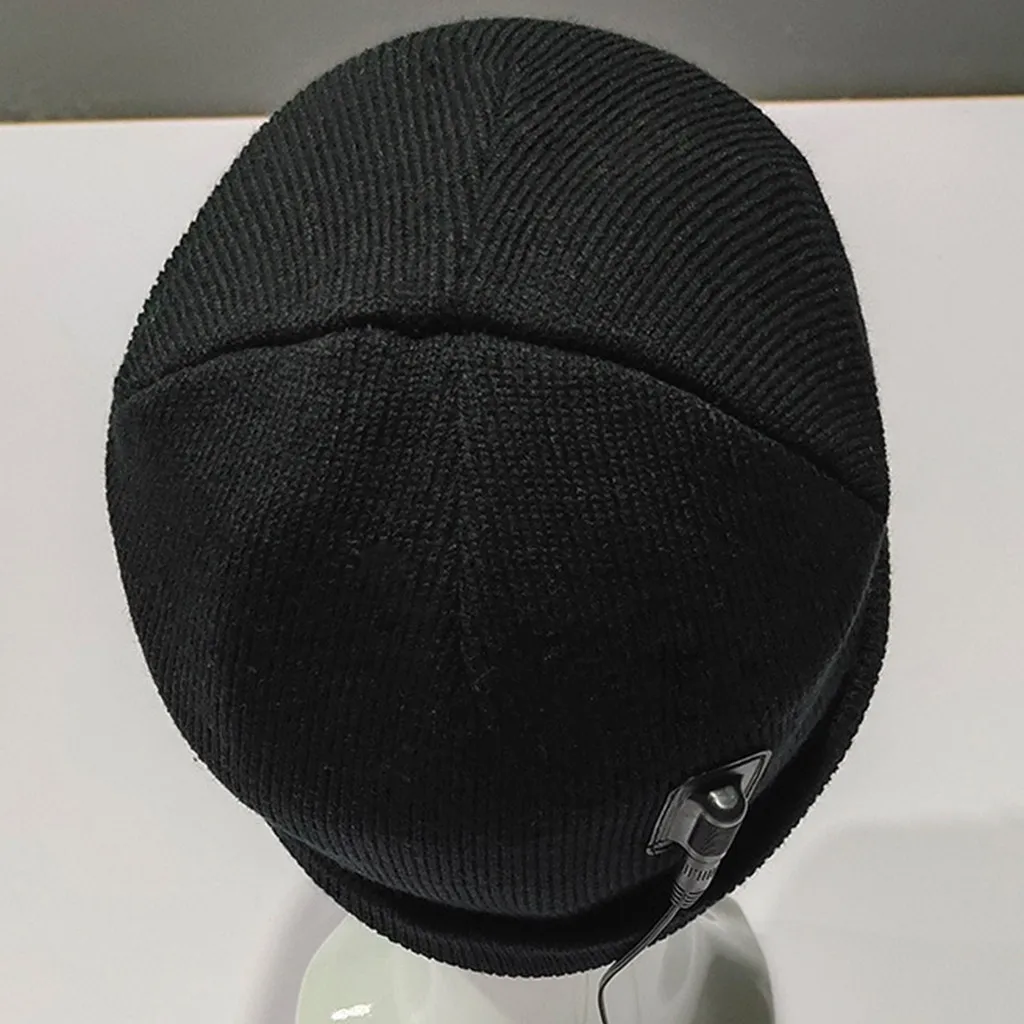Шапка с подогревом USB, Bluetooth, шапка, зимняя, мужская, утепленная, теплая, шапка для спорта на открытом воздухе, охоты, мужская, USB, Рыбацкая шапка, Черная