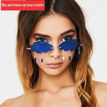 

2020 Vintage Rimless Wave Sunglasses Fire Flame Sunglasses Streetwear Car Driving Glasses Trending Narrow Fashion UV 400 Eyewear