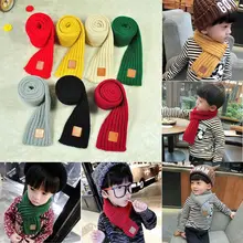 Модный детский вязаный шарф из акрилового волокна для мальчиков и девочек, плотная зимняя теплая шаль для шеи, шарфы с надписями