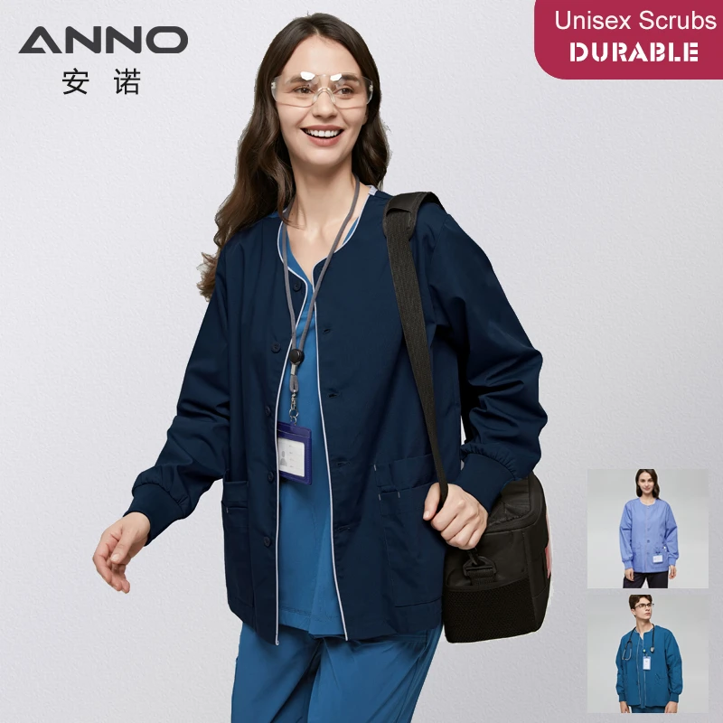Chaqueta de manga larga para enfermera, traje bonito, abrigo, camisa para uniformes para el personal enfermería del Hospital, de trabajo para Otoño e de arriba y abajo de