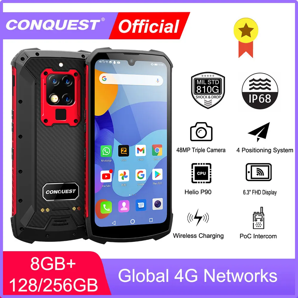 CONQUEST S16 IP68 Ударопрочный водонепроницаемый прочный смартфон Android кнопочный мобильный телефон сотовый