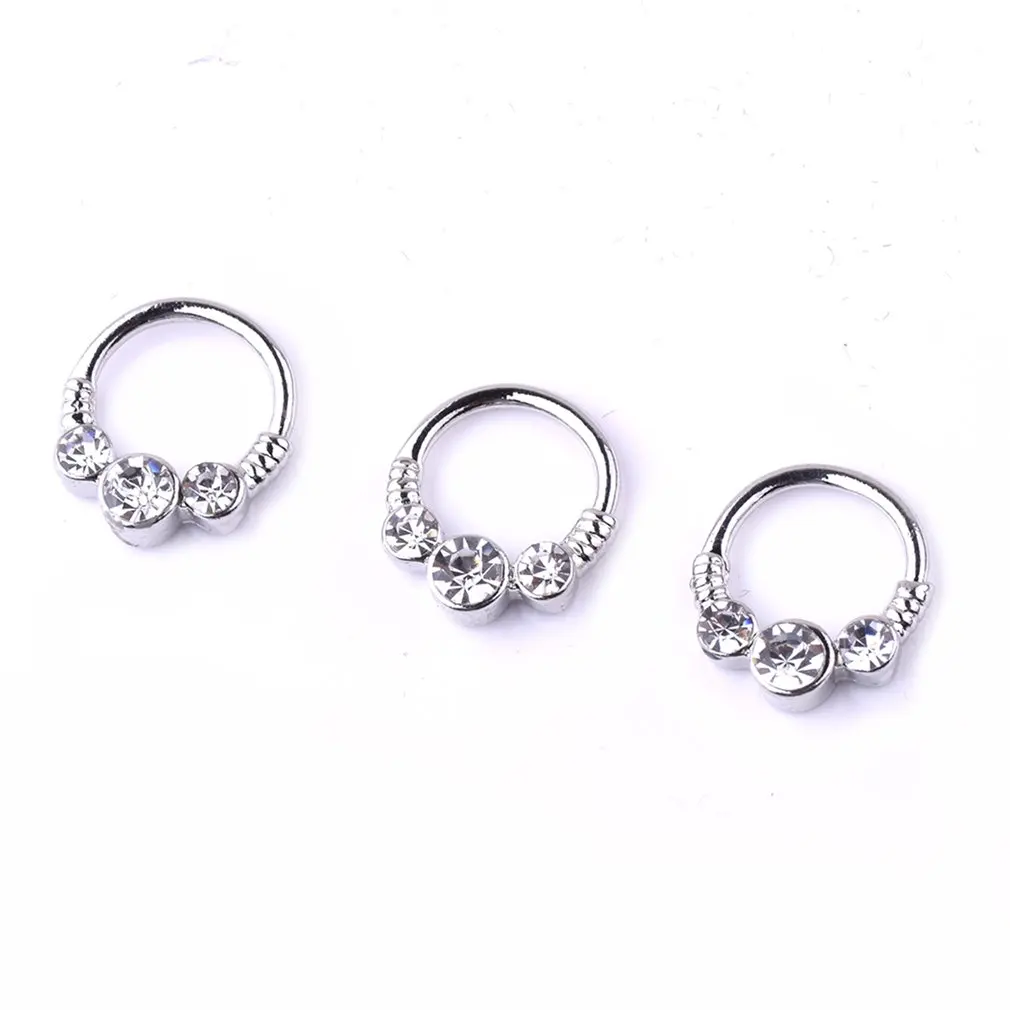 

Creative Rhinestone Nose Ring Hoop Allergy-free Stainless Steel Nose Ring Stud Body Piercing Jewelry for Women
