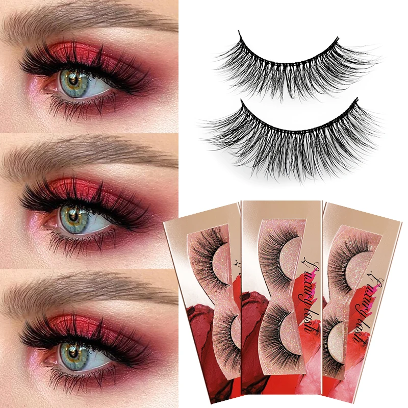 

1 Pair 3D Mink Eyelashes Natural 3D Mink Long Lashes Fluffy Fake Eye Lashes Makeup Eyelash Extension Popular False Eyelashes