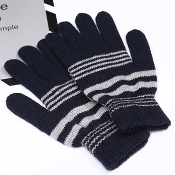 

Casual Warm Knitted Patchwork Mittens Jacquard Solid Driving Gloves Fashion Winter Men Gloves Free Size