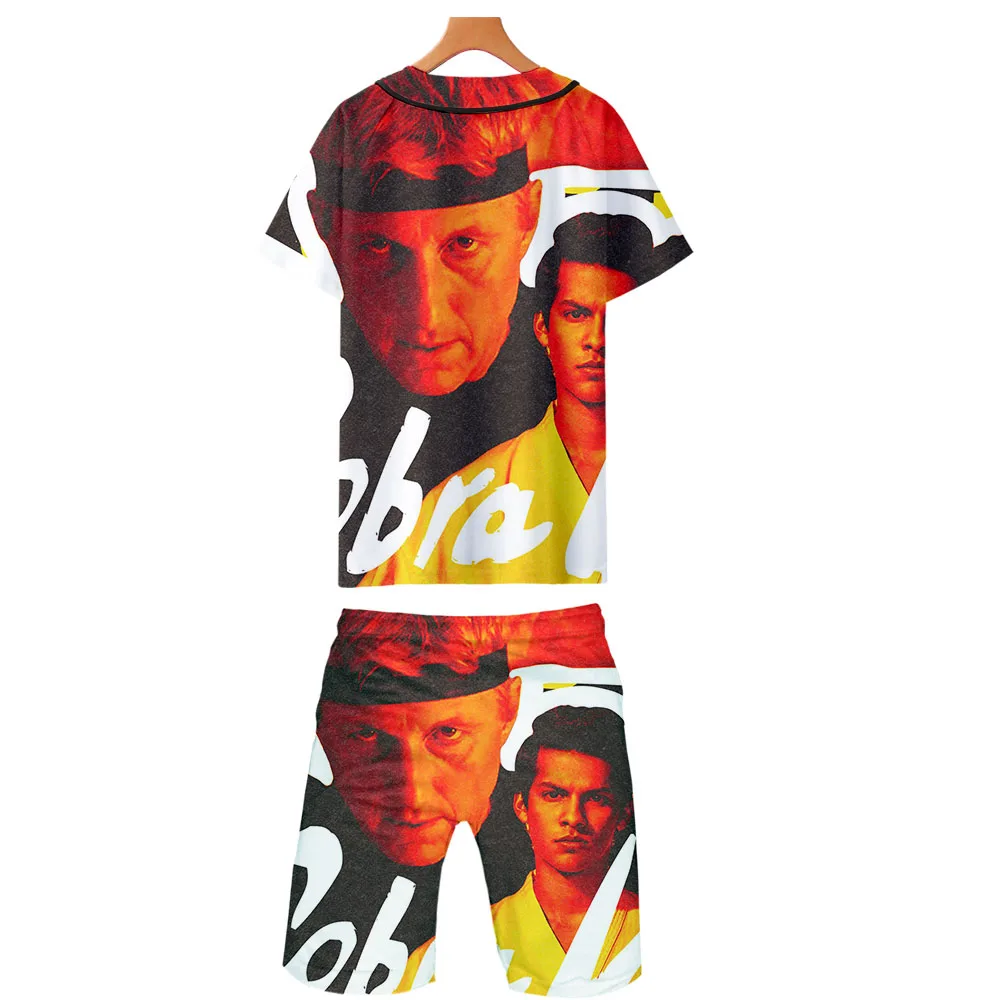 Cobra Kai 3D печать змея рубашка Harajuku Slim Fit Топы ТВ шоу Летние повседневные пляжные мужские наборы Японская уличная оптовая продажа