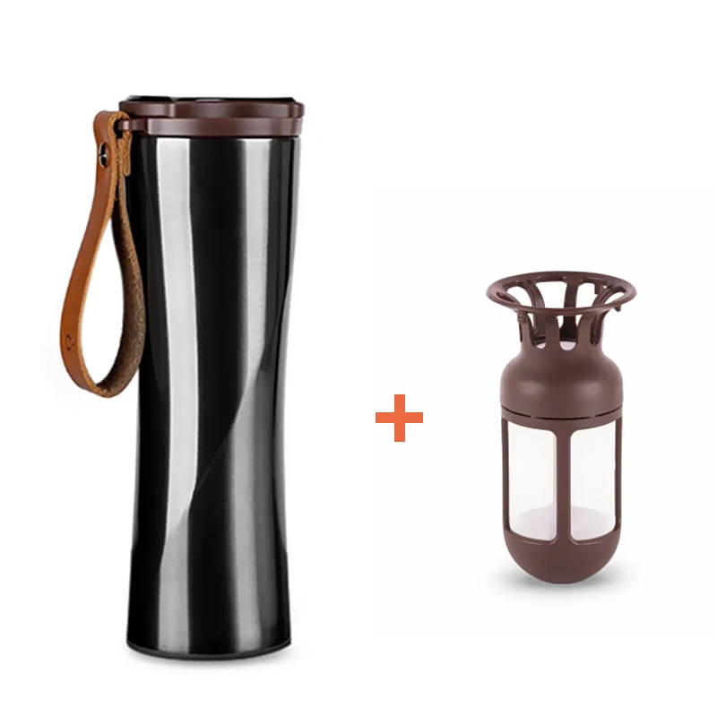Black with seive Xiaomi Kiss kiss fish Moka нержавеющая умная кофейная чашка термовакуумная бутылка для воды приложение Rmote контроль Чувствительный датчик температуры - Цвет: Black with seive