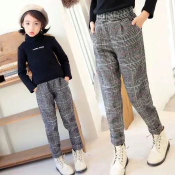 

2020 New Spring Autumn Girls Plaid Casual Pants