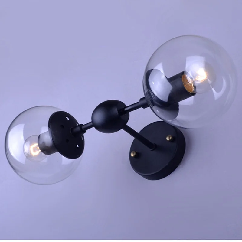 

glass globe wall lamp light LED Jason Miller creative modern black LED wall light lamp sconce for foyer dinning room