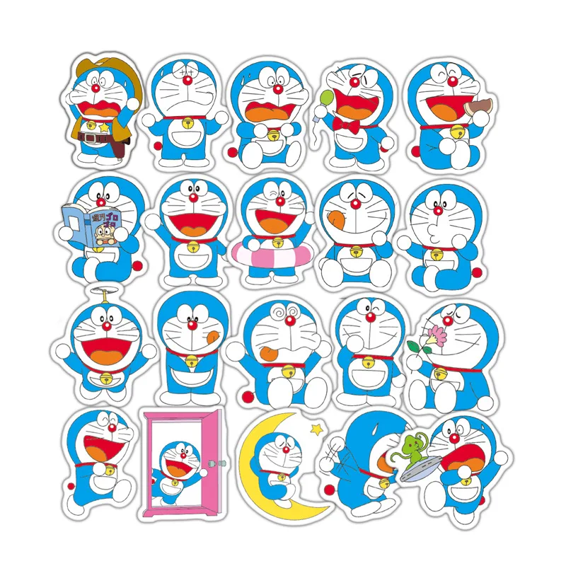 61 шт./лот, милые наклейки Doraemon Kawaii, Мультяшные автомобильные наклейки, водонепроницаемые ПВХ наклейки, игрушки, наклейки, Прямая поставка