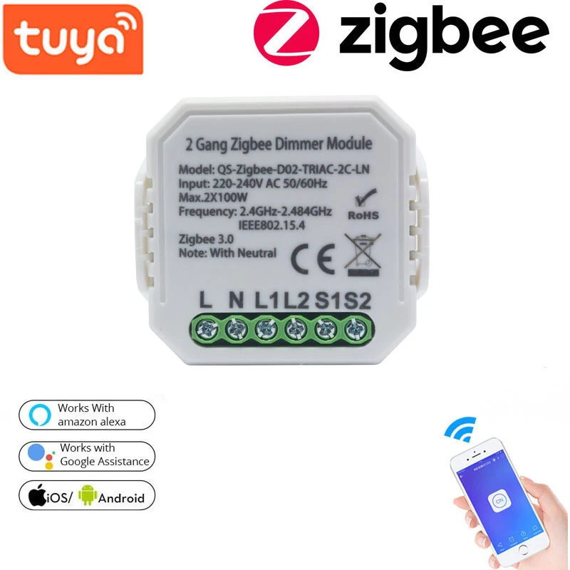 Умный регулятор яркости Zigbee Tuya Graffiti устройство включения и выключения 1/2 клавиш