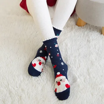 

Winter Christmas Socks Women Cartoon Printing Pattern Solid Cotton Socks Multi-Color Women's Keep Warm Socks mujer calcetines