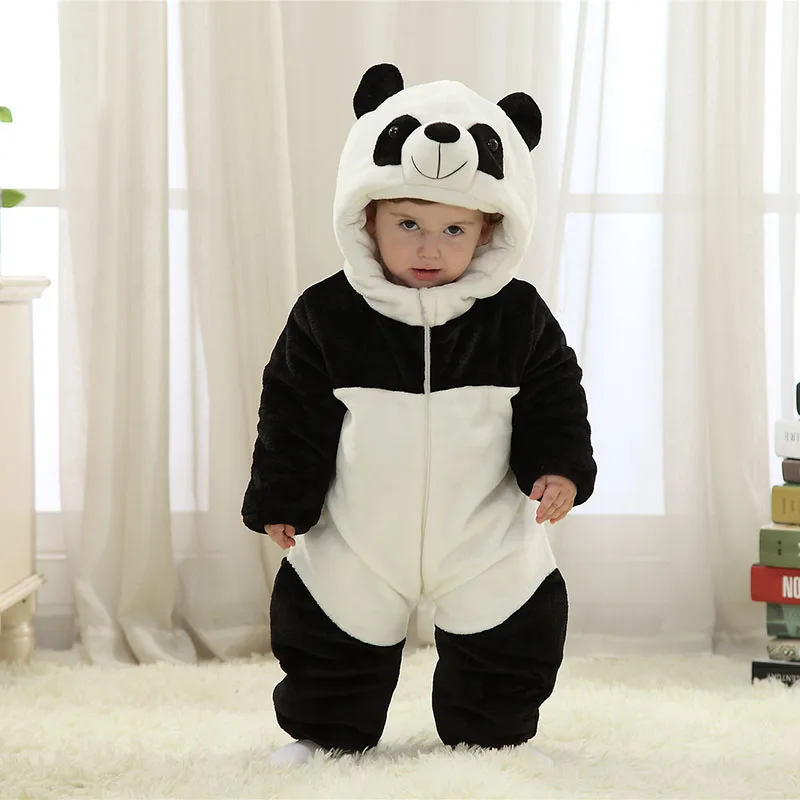 Baby Thicken Cotton Panda Kigurumi Pajamas Clothing Newborn Infant Romper Onesie Animal Anime Costume Hooded Winter Jumpsuit