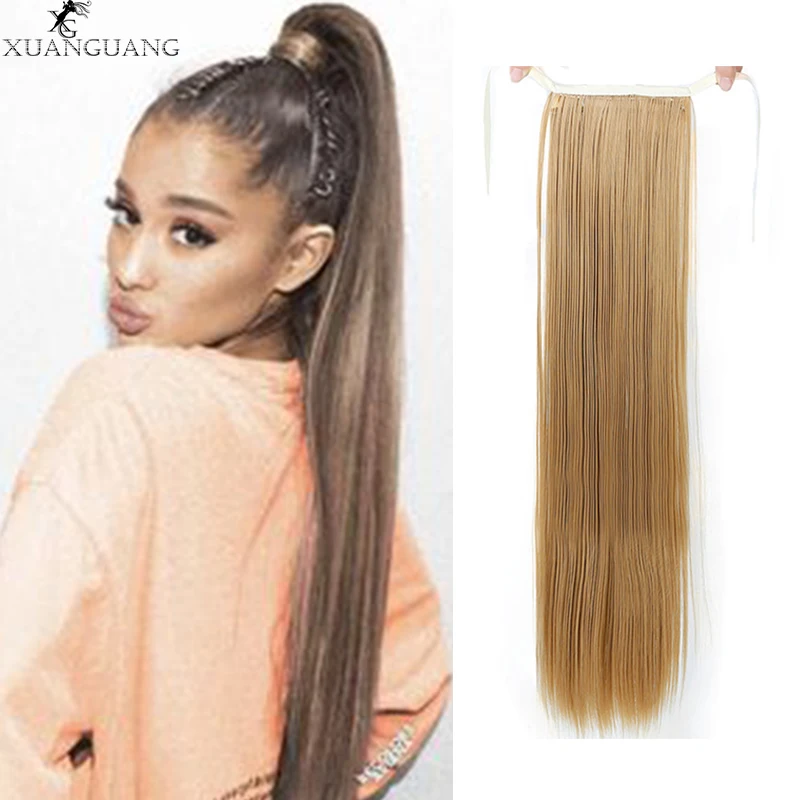 

XUANGUANG Long Silky Straight Ponytails Synthetic Ponytail Heat Resistance Hair Extension