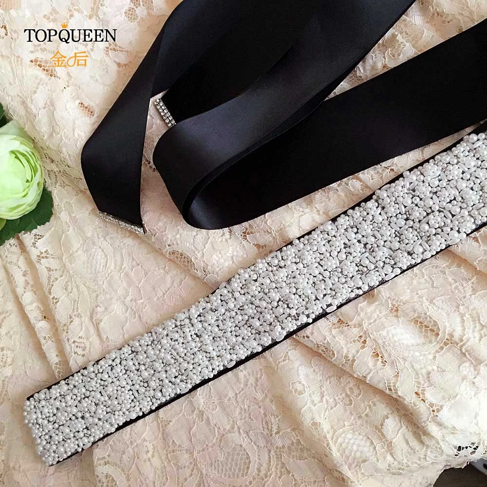 TOPQUEEN S20 пояс, отделанный "жемчугом" Ширина Свадебные ремни для женщин Свадебные платья с поясом Свадебные ремни размера плюс бусины свадебные пояса