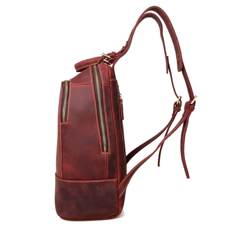 Топ Crazy Horse из натуральной кожи для женщин и мужчин рюкзак из воловьей кожи Mochila школьный рюкзак для подростков 14 дюймов Сумка для ноутбука