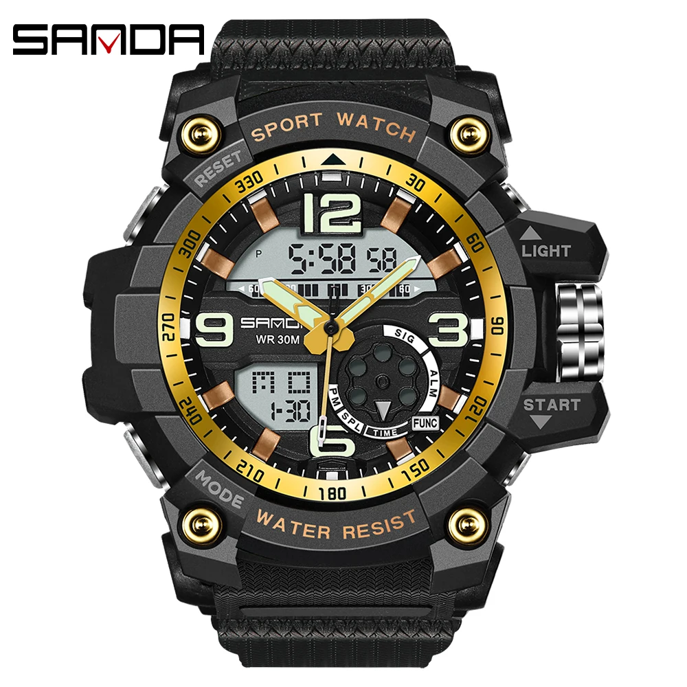 

SANDA 759 Sports Men's Watches Top Brand Luxury Military Quartz Watch Men Waterproof S Shock Wristwatches relogio masculino 2019