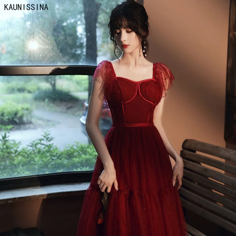 

KAUNISSINA Elegant Graduation Dress Women Sweetheart Collar Short Sleeve Formal Party Gowns Custom Made Vestido De Graduacion