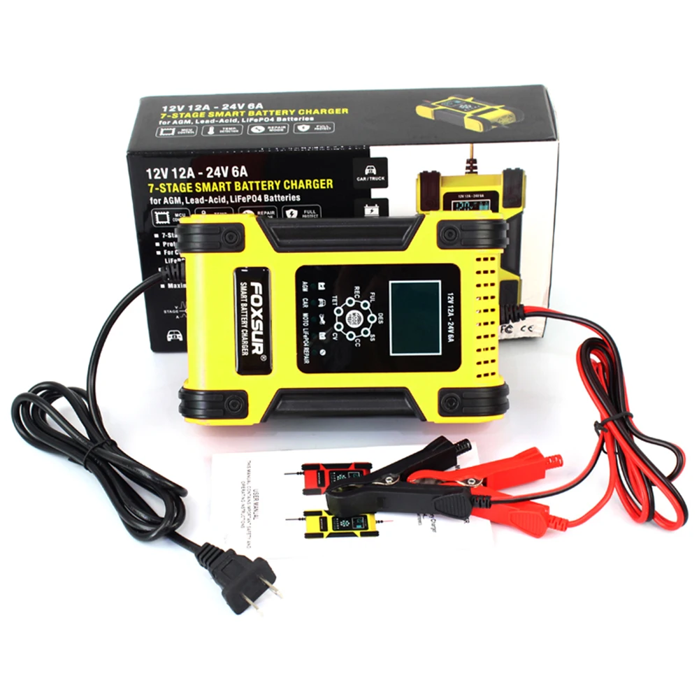 Cargador de goteo de 10 A, 12 V/24 V, batería automática inteligente,  mantenedor de batería de carga de 7 etapas con función de reparación de  pulso