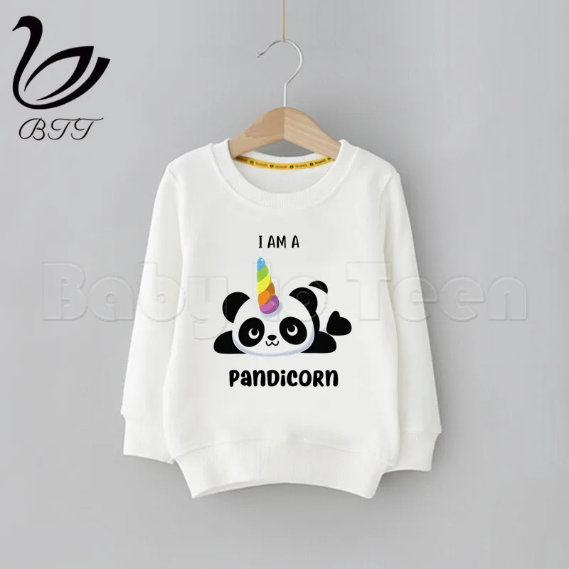 I Am A Pandicorn Cartoon Children Hoodie Cute Print Sweatshirts Kid Clothes Baby Hoodies | Детская одежда и обувь