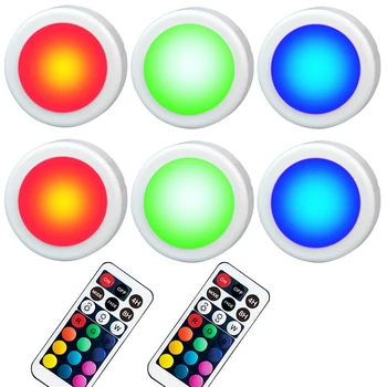 

6pcs RGB LED Night Light IR Remote Control Dimmable Cabinet Atmosphere Lights Kids Adults Bedroom Dec Christmas Gift