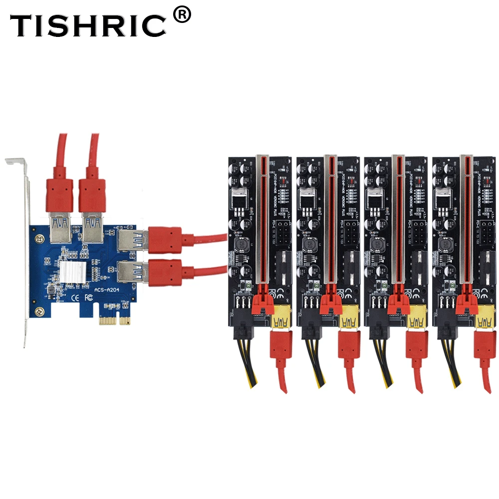 Карта расширения TISHRIC PCI-E Райзер 009S/009C Plus PCI Express множитель 1X 16X x16 PCIE USB адаптер с 1 на