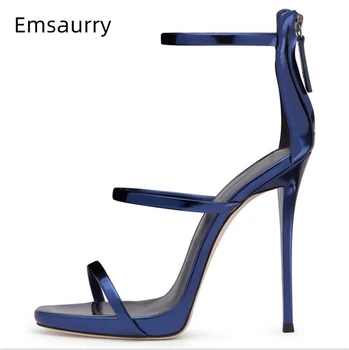 

Sexy Narrow Band Gladiator Sandals Women Stiletto Heel Sexy Open Toe Back Zip Cover Heels Chic Summer Runway Shoes Woman