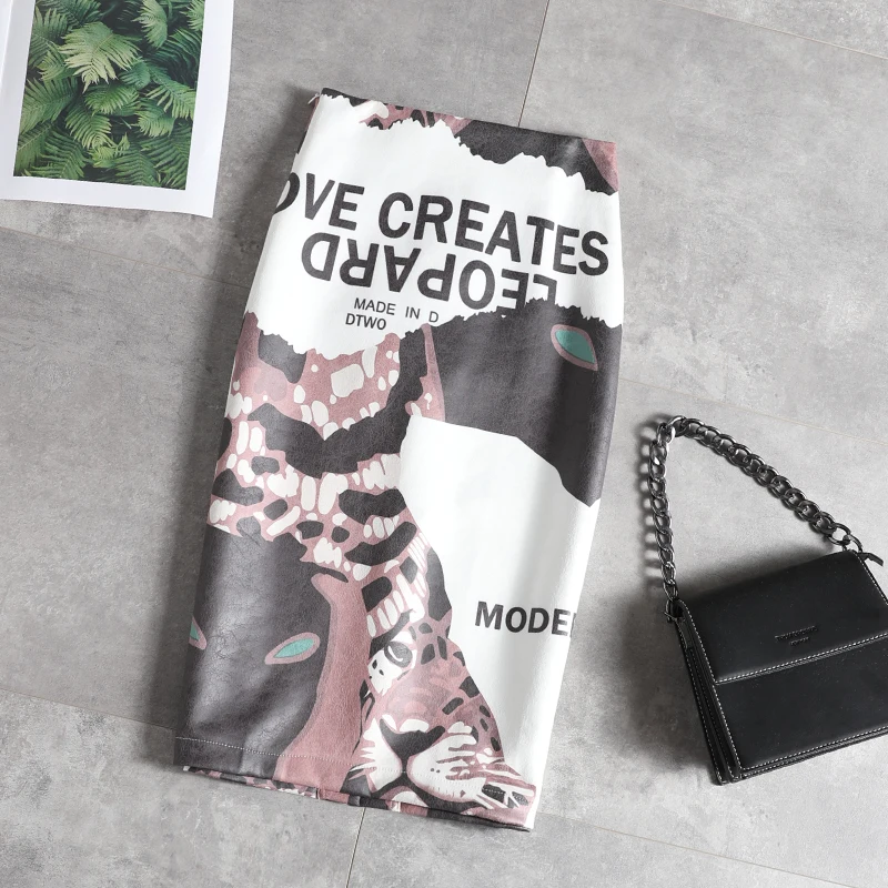 Женская юбка средней длины с принтом, облегающая бедра, юбка средней длины для зимы, стиль, Ретро стиль, высокая талия, одношаговая юбка