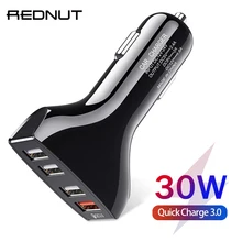 Автомобильное зарядное устройство REDNUT Quick Charge QC 3,0 Автомобильное зарядное устройство 4 порта быстрое автомобильное зарядное устройство телефон автомобильное USB зарядное устройство для samsung Xiaomi iPhone