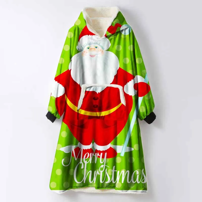 Merry Christmas Снеговик толстовка с капюшоном одеяло с рукавами для взрослых домашний диван отдых одеяло с рукавами карман носимых пуловер пледы - Цвет: COLOR 29
