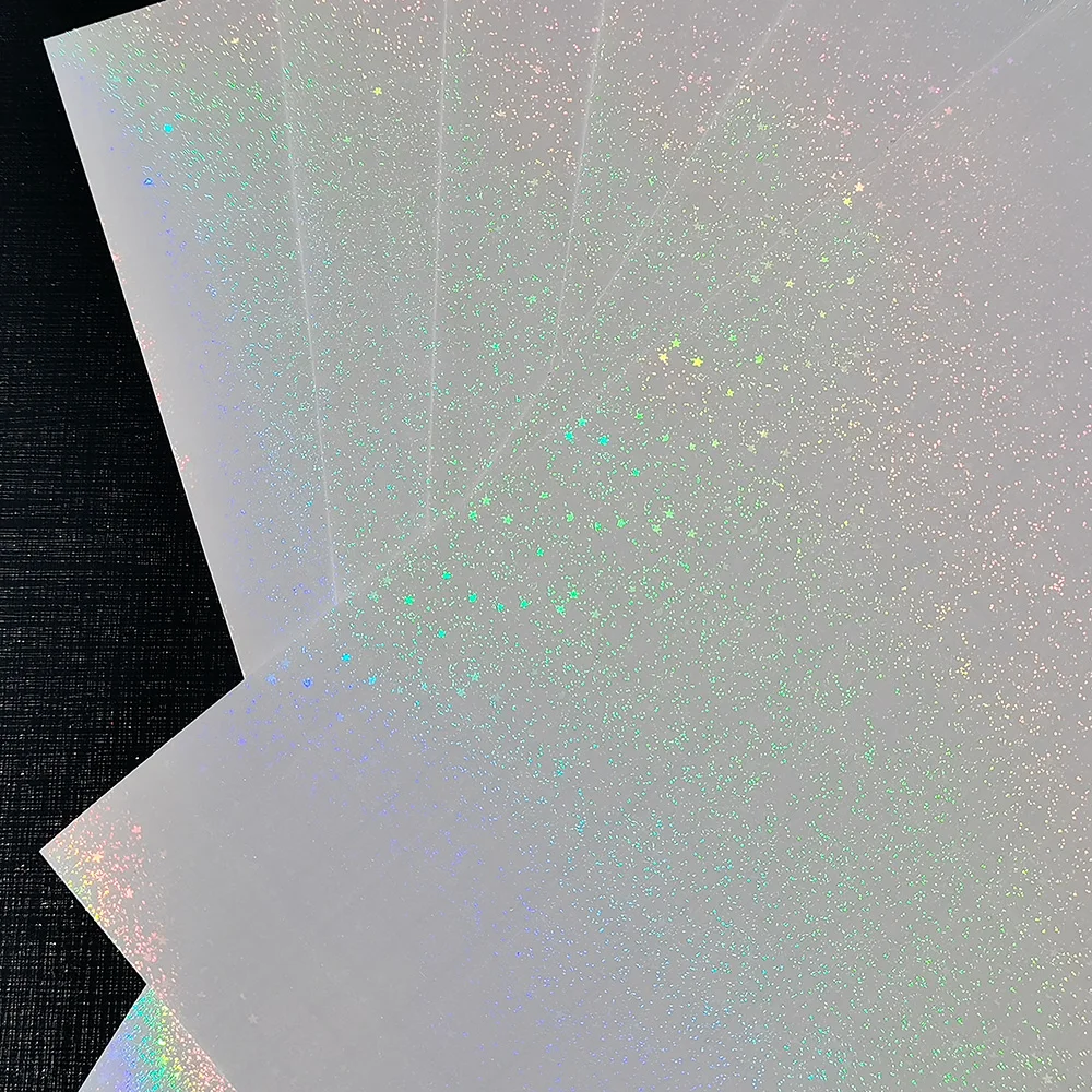 Holographic Sand Glitter Plus Five Star Foil Adhesive Tape Cold Laminating  On Paper Plastic 50Sheets 210x297MM DIY Package Card - AliExpress