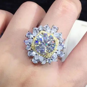 

Fashion 3 carats Luxury AAA zircon diamonds gemstones rings for women jewelry white gold silver color bague wedding party gifts