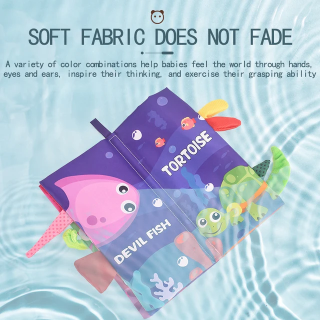 Baby Early Stimulation Tail Cloth Book Soft Sensory Interactive Toys Sound Paper Puzzle Health Cloth Book Rattle Tear Resistant 3