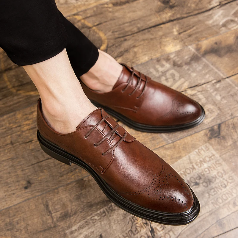 

Mazefeng New Men Business Shoe Formal Brogues Men Dress Shoes Leather Sepatu Kulit Pria Wedding Men Shoes Oxford Mannen Schoenen