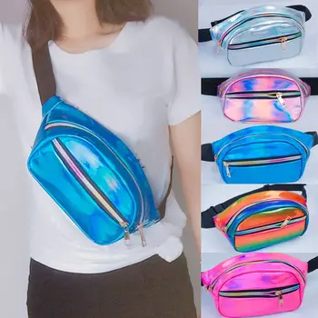 

6 Colors Women Men Fanny Pack Clear Glitter Waist Belt Bum Bag Pouch Hip Purse Travel Bag