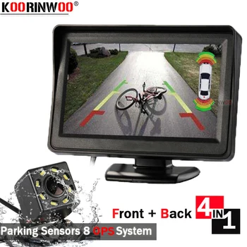 

Koorinwoo Latest System OPS Parktronic Alert Car Parking Sensors 4.3 Colorful Monitor With Parking Camera Rear Black/white/Grey