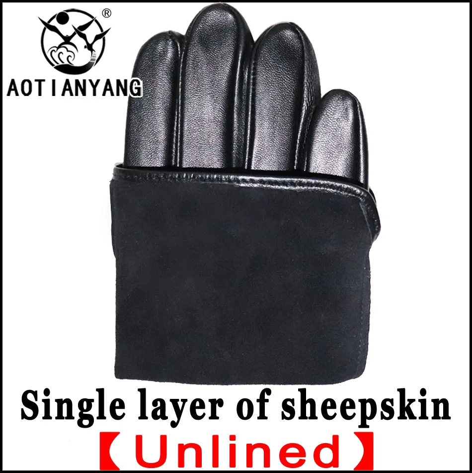 Leather gloves for men and women sheepskin single-layer unlined thin spring, autumn and winter riding and driving touch screen