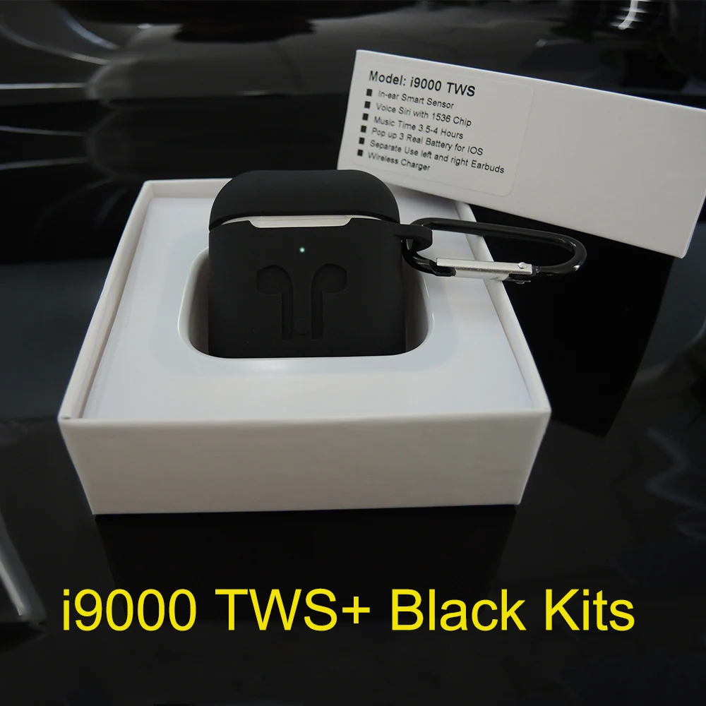 i9000 Add Black Kits I9000 tws Pop Up Беспроводная зарядка gps расположение для IOS Bluetooth изменение имени наушники pk W1 H1 чип i200 i90000 TWS - Цвет: i9000 Add Black Kits