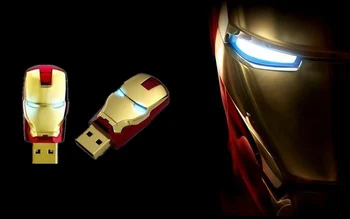 

64GB Super Heros Iron Man Model Pendrive with Blue Light Thumb USB Flash Drive 2.0 32GB 16GB 8GB Memory Stick Pen Drives U Disk