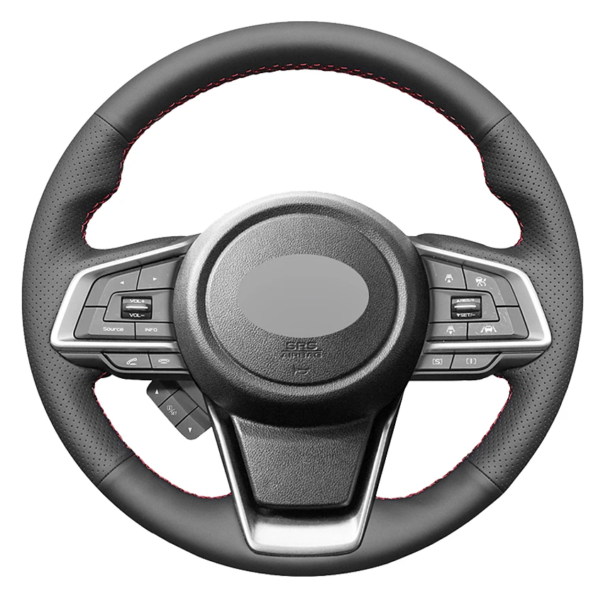 Black Artificial Leather Handstitched Car Steering Wheel Cover For