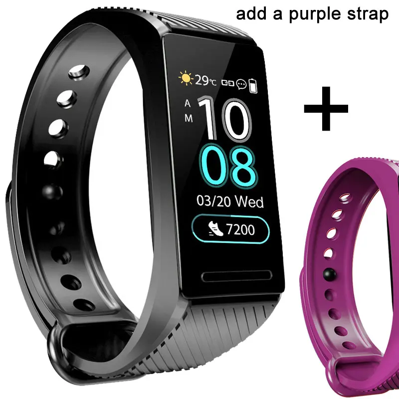 Умный Фитнес-браслет измеритель артериального давления для мужчин t смарт-Браслет Водонепроницаемый IP67 фитнес-трекер часы монитор сердечного ритма для мужчин и женщин - Цвет: Add a purple strap