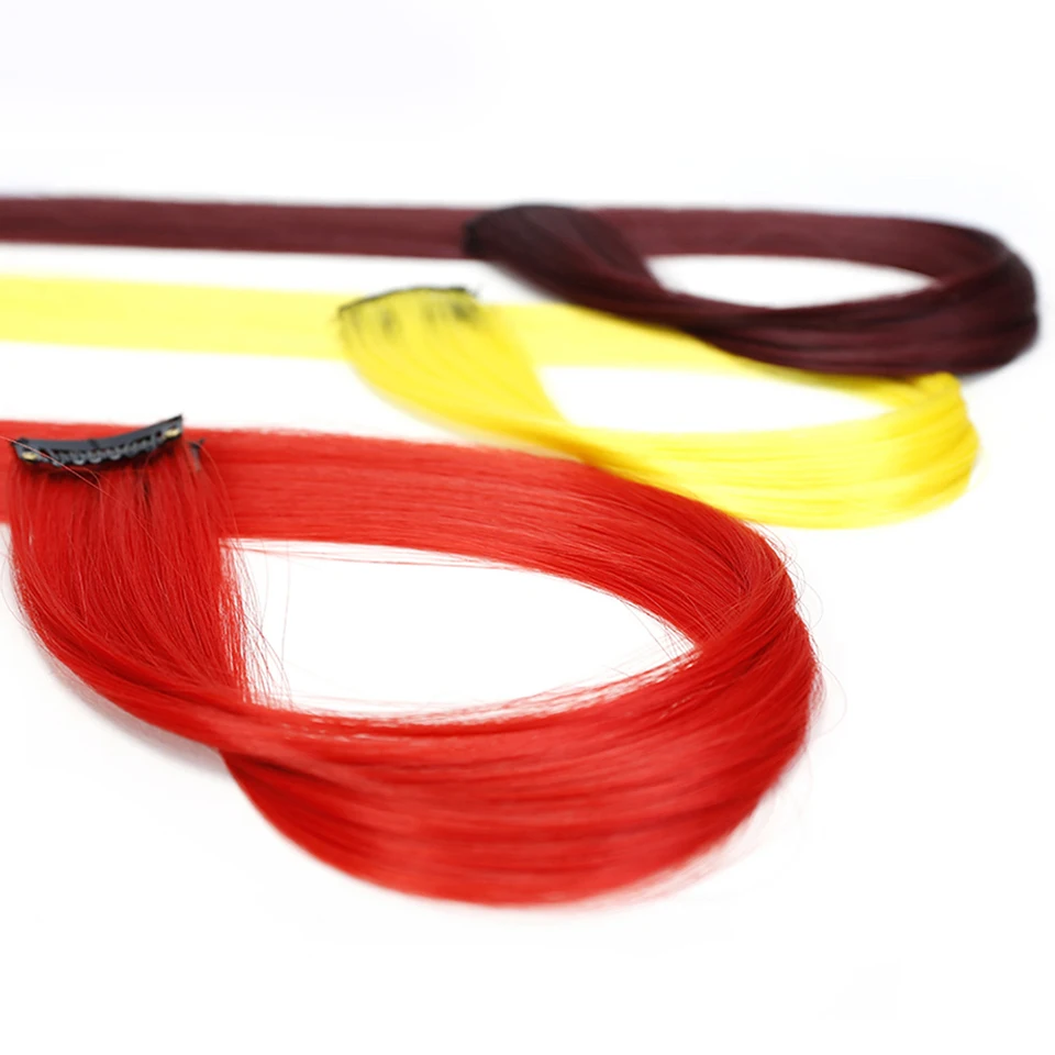 Цветные прямые волосы на клипсе длинные 20 дюймов цветные термостойкие