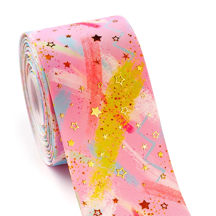 Winsome 75 мм 3 дюйма 50 ярдов Золотая Звезда фольга pttern мультфильм гриль grosgrain