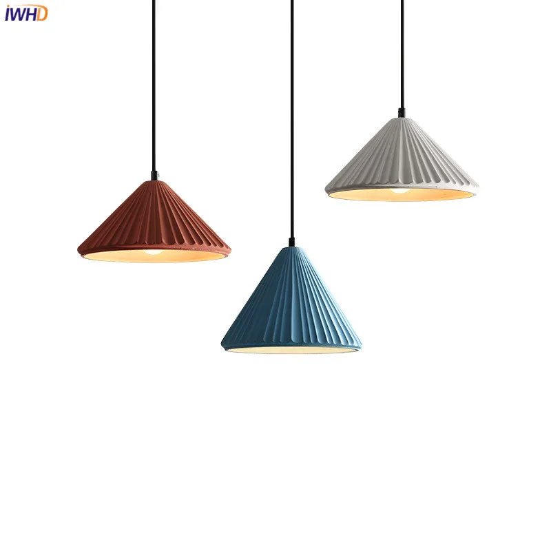 

IWHD Nordic Modern Cement LED Pendant Lights Fixtures Bedroom Dinning Room Cafe 110V-220V 4W Hanging Lamp Home Lighting