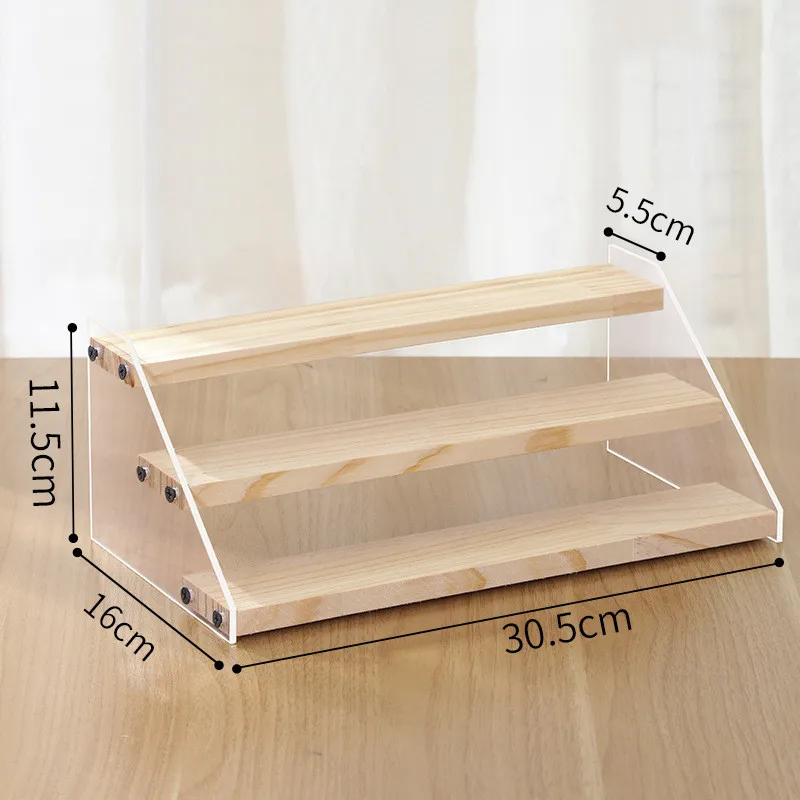 2-7 Layer Acrylic Wood Display Stand Cosmetic Perfume Cupcakes Holder Showcase Organizer Doll Mini Figure Toy Model Storage Rack 5