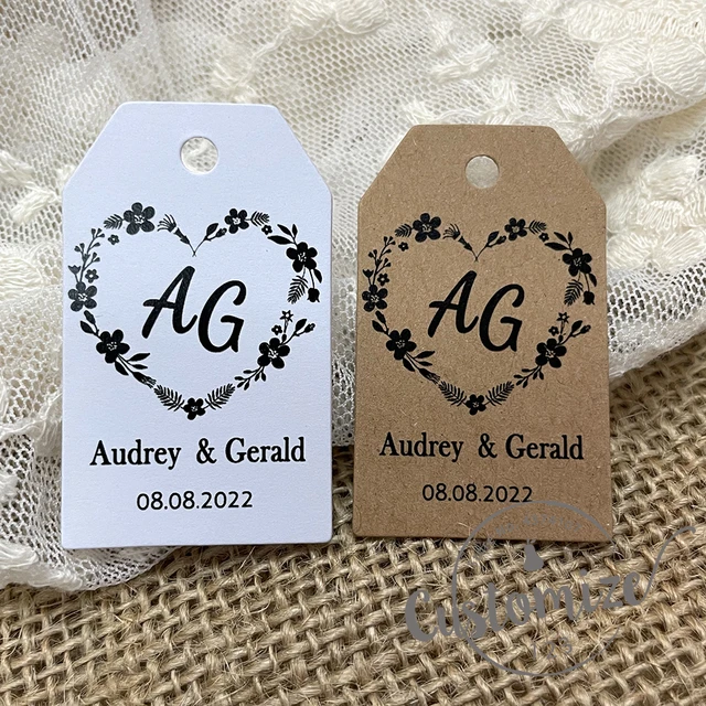 Etiquetas adhesivas personalizadas para decoración de boda, etiqueta de  recuerdo de boda, etiqueta de papel Kraft/blanco Casa Fiesta