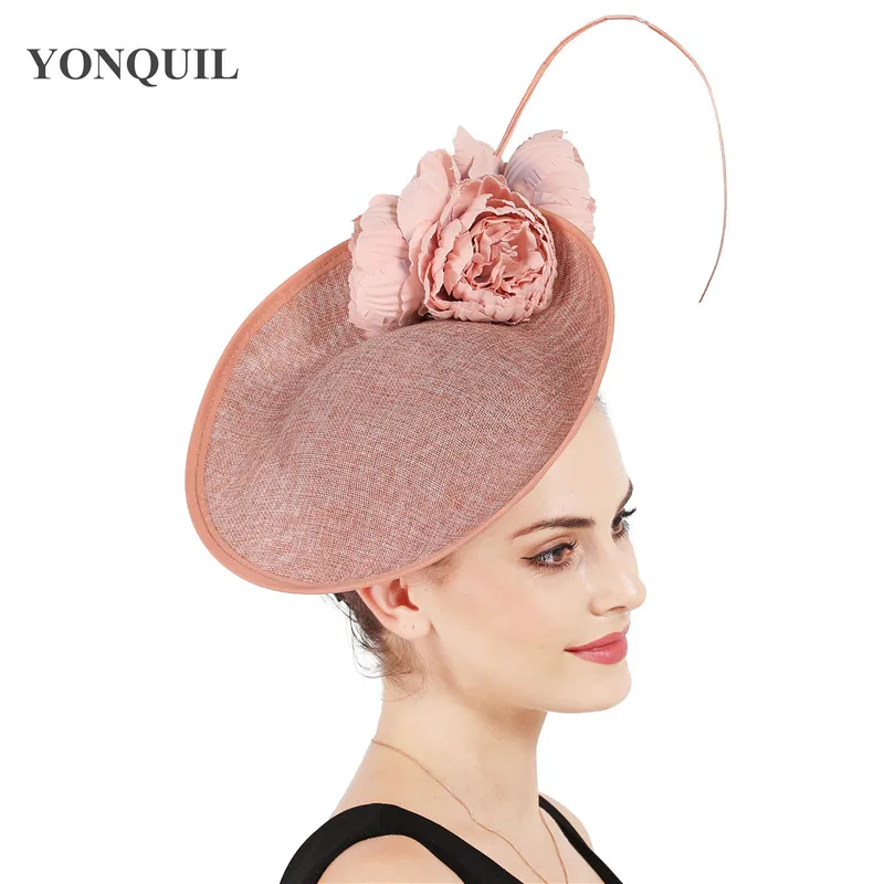 

elegant bride hair accessories with fearhers headwear female wedding hats Gorgeous flower fascinator women kenducky derby hats